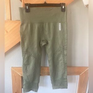 Gymshark Energy Seamless Cropped Leggings in olive green